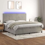  Box spring postelja z vzmetnico LED svetlo siva 200x200cm žamet, (20761219) Cene