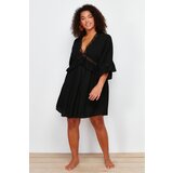 Trendyol Curve Black Mini Woven Striped Accessory Beach Dress Cene