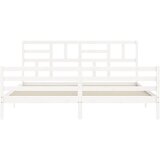  Okvir za krevet s uzglavljem bijeli 200x200 cm od masivnog drva | Eponuda.com