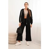 Kesi Włoski Women's set with wide leg pants and zip-up sweatshirt black | Shoptok.si