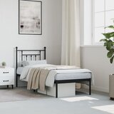 Metalni okvir za krevet s uzglavljem crni 75x190 cm | shoptok.hr