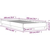 vidaXL Posteljni okvir dimljeni hrast 100x200 cm inženirski les | Shoptok.si