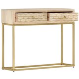 Maison Chic konzolna miza - miza ob steni zlata 90x30x75 cm trden mangov les, (21786317) Cene