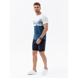 Ombre Men's two-tone t-shirt with palm leaf print - dark blue | Eponuda.ba
