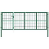  Vrtna vrata za ogradu sa stupovima 350x120 cm čelična zelena | shoptok.hr