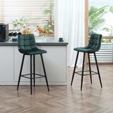  Set od 2 barske stolice moderan dizajn mekano sjedalo čelični okvir 42 x 47 x 105 cm zelena | shoptok.hr