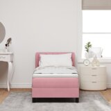  Box Spring Postelja z Vzmetnico Roza 80x200 cm Žamet, (22052436) | Shoptok.si
