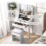 Namještaj Elegantni toaletni stol s tapeciranim tabureom, LED ogledalom i utičnicama | shoptok.hr