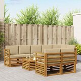  Setovi sofa s jastukom 9 pcs Prirodna i bež Čvrsto drvo akacije | shoptok.hr