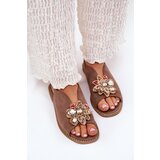 S. BARSKI Ladies Sandals On Flat Heel With Decoration S.Barski KV27-001 Dark Beige | ePonuda.com