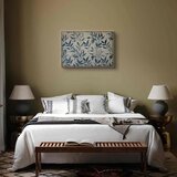  Slika - Leaves in Blue Color Delicate Botanical Motif 120x80 U prirodnom drvenom okviru | shoptok.hr