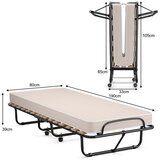  Prenosni krevet za goste na kotačima s madracem od pametne pjene 80 x 190 x 33 cm, bež | shoptok.hr