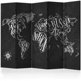  Paravan u 5 dijelova - Retro Continents (Black) II [Room Dividers] 225x172 Cijene