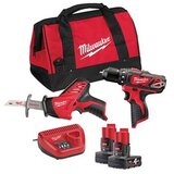  Milwaukee Aku set subkompaktni klipna testera i udarna bušilica sa dve baterije i punjačem u torbi M12 BPP2C-402B | ePonuda.com