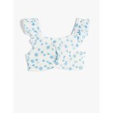 Koton Sleeveless Crop Blouse With Floral Scallops Embroidered Ruffles | Shoptok.si