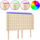 vidaXL LED uzglavlje krem 147 x 16 x 118/128 cm od tkanine | shoptok.hr