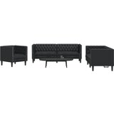 vidaXL 3-dijelna sofa Chesterfield crna umjetna koža Cijene