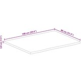 Stolna Mizna plošča z naravnim robom 100x80x3,8 cm trden mangov les, (21410724) | Shoptok.si