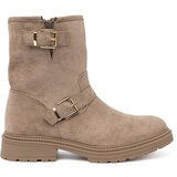 Shelvt Beige suede ankle boots with decorative buckles | Eponuda.ba