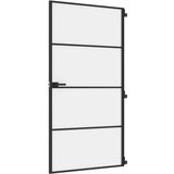 Sobna vrata tanka crna 102,5x201,5 cm kaljeno staklo i aluminij | Eponuda.com
