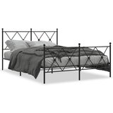 Furnova Kovinski posteljni okvir z vzglavjem in vznožjem črn 140x190 cm, (21937154) | Shoptok.si