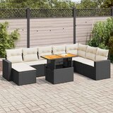 vidaXL 9-dijelni set vrtnih sofa s jastucima crni od poliratana | shoptok.hr