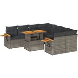 Maison Chic Seti vrtnega pohištva - Vrtna garnitura - Vrtni pohištvo set z blazinami 9-delna siv ratan/akacija, (21804319) | Shoptok.si