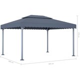  Sjenica s LED svjetlosnim trakama 400x300 cm antracit aluminij Slike