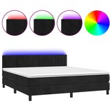The Living Store Box spring postelja z vzmetnico LED črna 160x200 cm žamet - Box Spring Postelja, (21488437) | Shoptok.si