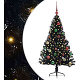 vidaXL Umjetna preddekorirana božićna jelka Črna 150 cm PVC | Shoptok.si