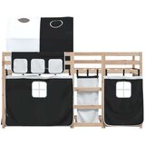 vidaXL krevet na kat sa zavjesama bijelo-crni 90 x 190 cm od borovine | shoptok.hr