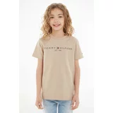Tommy Hilfiger Otroška bombažna kratka majica rjava barva