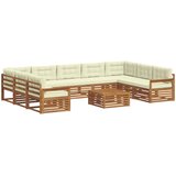  Set vanjskih sofa 10 kom. Prirodna i krem Čvrsto drvo akacije | shoptok.hr