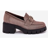 VINCEZA Eco Suede Women's Lace-Up Shoes With Decoration Ciemnobeżowe 39921 | shoptok.hr