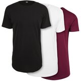 Urban Classics men's t-shirts shaped long tee 3-Pack black+white+burgundy | ePonuda.com
