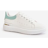 Boto Low Women's Sneakers On Platform Made Of Eco Leather White-Green Nevelena | Shoptok.si