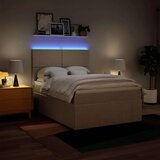 vidaXL Box spring postelja z vzmetnico krem 160x200 cm blago, (21308131) | Shoptok.si
