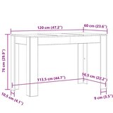  Blagovaonski stol crni hrast 120x60x76 cm konstruirano drvo | shoptok.hr