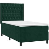 Krevet box spring s madracem LED tamnozeleni 90x200 cm baršun - Tamnozelena 90 x 200 cm Dizajn s gumbima | shoptok.hr
