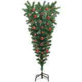 vidaXL Obrnjen umetni božični drevesec s setom žogic Zelena 150 cm PVC | Shoptok.si