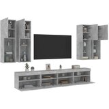 vidaXL 7-dijelni set zidnih TV ormarića s LED svjetlima boja betona | shoptok.hr