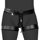 Ouch PU Leather Female Chastity Belt with Leg Restraint Black | Shoptok.si