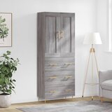 vidaXL Visoka komoda siva sonoma 69,5x34x180 cm inženirski les | Shoptok.si