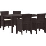  Set od 5 dijelova za vrtno blagovanje s jastučićima smeđa Poly Rattan | shoptok.hr