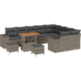 vidaXL set vrtnih sofa od 12 dijelova sa jastučićima siva polyratan akacijev | shoptok.hr