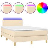 Maison Chic Box spring postelja - Vzmetna postelja z vzmetnico LED krem 120x200 cm blago SL8599, (21902789) | Shoptok.si