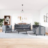  3-dijelni set sofa Chesterfield tamnosivi baršunasti | shoptok.hr
