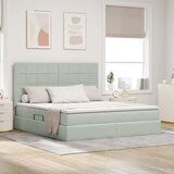 vidaXL Krevet S LED lampica Svijetlo siva 180 x 200 cm Baršun | shoptok.hr