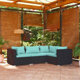 Maison Chic Seti vrtnega pohištva - Vrtna garnitura - Vrtni pohištvo set 4-delna z blazinami poli ratan črna, (21819020) | Shoptok.si