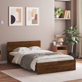 Maison Chic Posteljni okvir - Dvoposteljna postelja - Zakonska postelja z vzglavjem rjavi hrast 135x190 cm-J16268, (21777107) | Shoptok.si